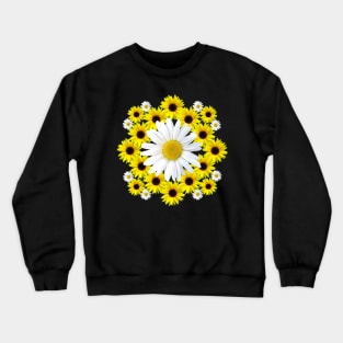 sunflowers with daisy flower floral daisies pattern Crewneck Sweatshirt